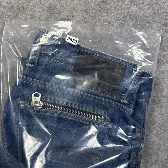G Star Raw Jeans Mens 33x30 Blue Attacc Slim Straight Whiskering Faded $190